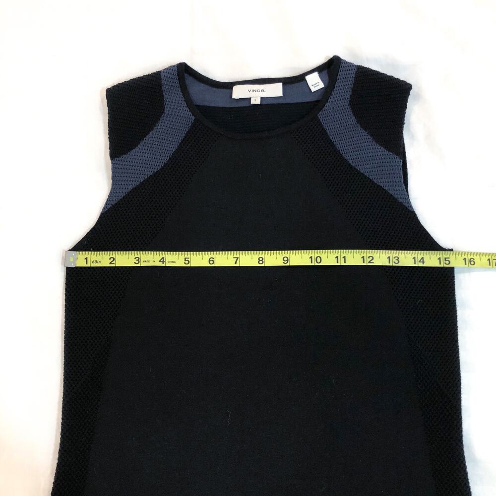 Vince Colorblock Multi-Stitch Sleeveless Wool Sweater Dress - Picture 9 of 14